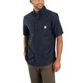 Carhartt Rugged Flex Relaxed Fit Midweight Canvas Short-Sleeve Shirt, Navy, Medium, REG 103555-412MREG